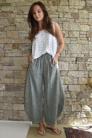 Frame Cotton Vintage Wash Barrel Pant Khaki